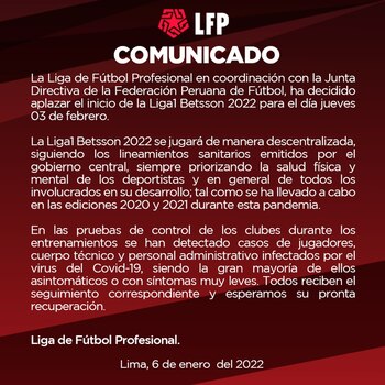 Comunicado Liga Profesional
