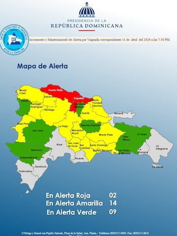 El Centro de Operaciones de Emergencias de República Dominicana declaró alerta roja en Puerto Plata y Espaillat por intensas lluvias y riesgo de desbordamientos. (Cortesía: Centro de Operaciones de Emergencias)