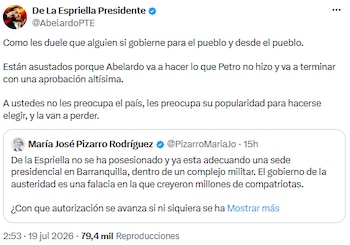 De La Espriella Presidente respondió a críticas y defendió sede presidencial en Barranquilla - crédito @AbelardoPTE/X