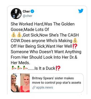 La cantante Cher también pidió