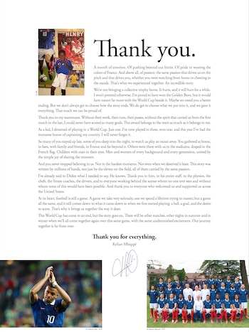 La carta abierta de Kylian Mbappe a los franceses tras el Mundial (Instagram)