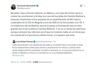 Armando Benedetti intensificó el enfrentamiento