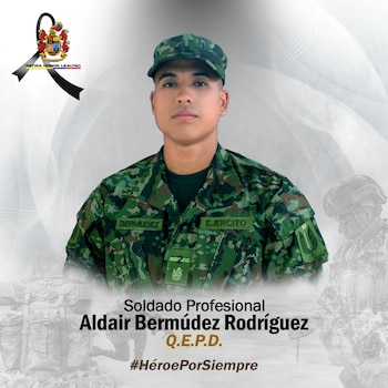 En los ataques fue asesinado el soldado profesional Aldair Bermúdez Rodríguez - crédito Ejército Nacional