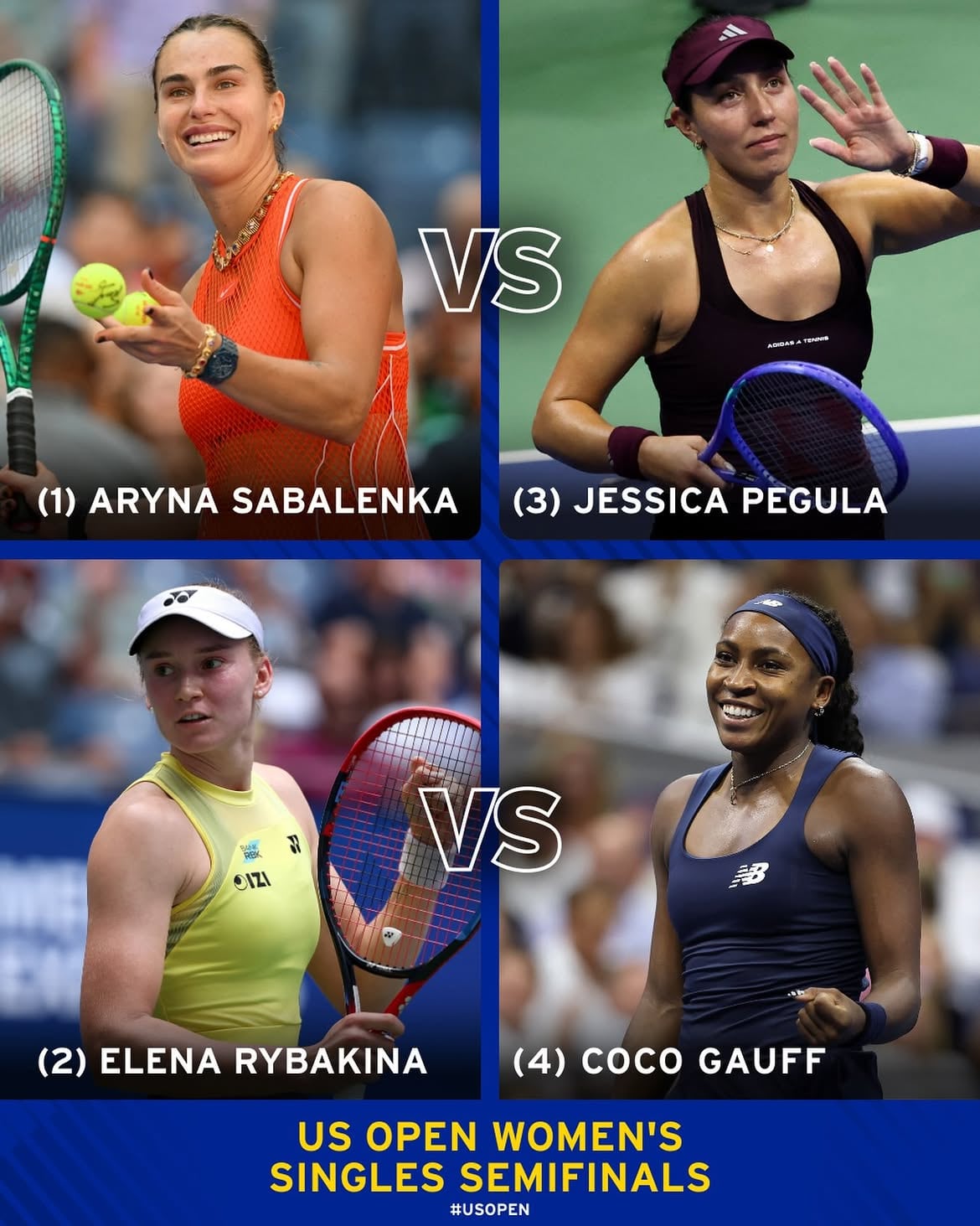 Cruces de las semifinales del US Open femenino 2026. Crédito: Instagram US Open.