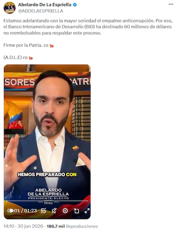 Abelardo de la Espriella reveló respaldo inédito del BID para transición y prometió enfrentar irregularidades - crédito @ABDELAESPRIELLA/X