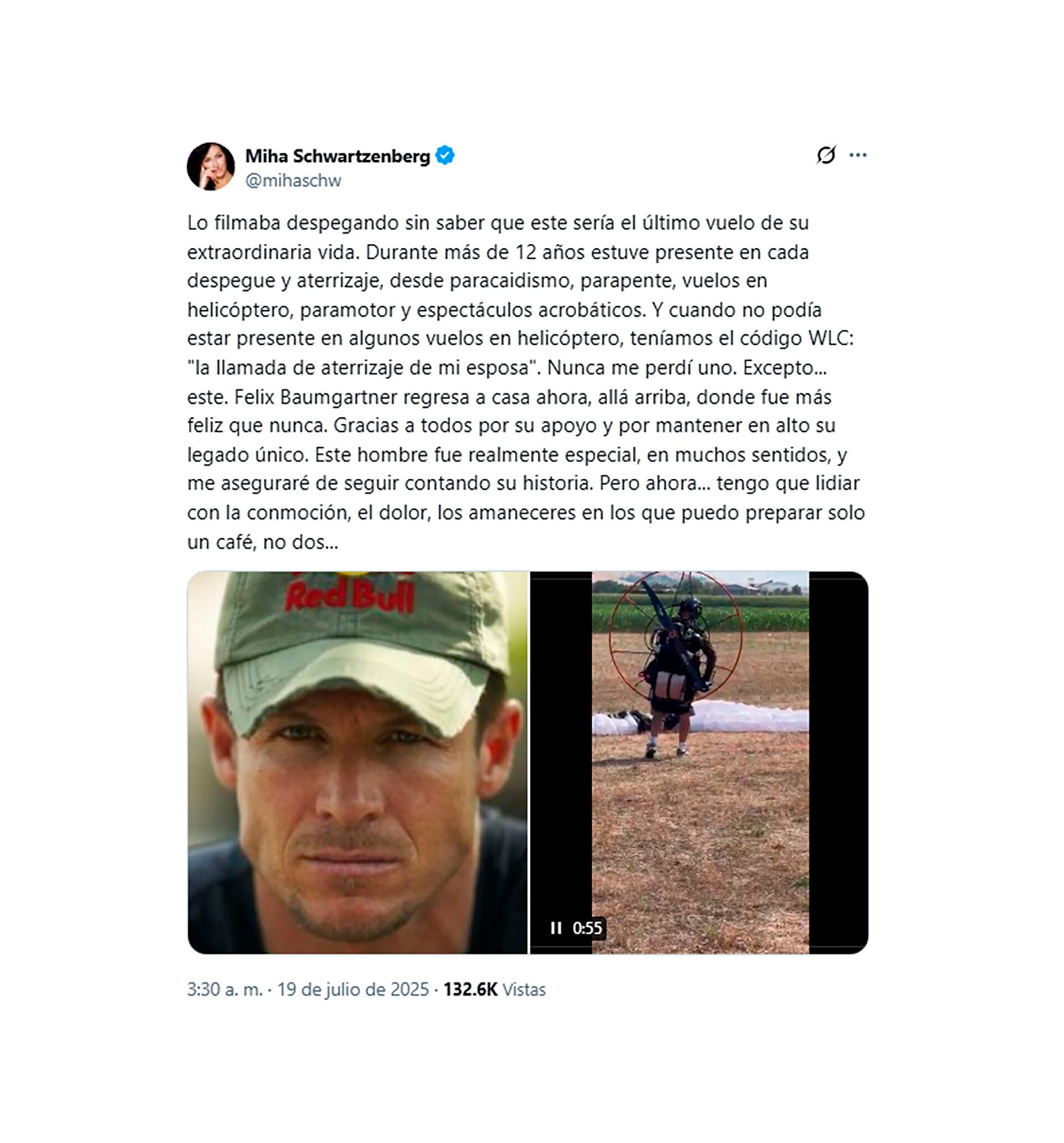 El mensaje con el video del deportista