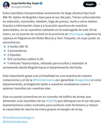 Jorge Emilio Rey dijo que