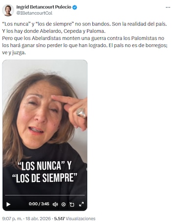 Ingrid Betancourt marcó distancia entre “los del nunca” y “los de siempre” en el debate político colombiano - crédito @IBetancourtCol/X