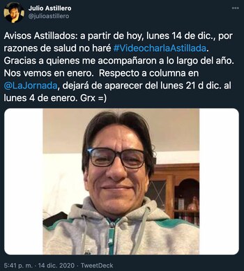 Julio Astillero informó a sus