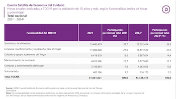 El suministro de alimentos concentró el 36,3% del tiempo nacional dedicado a las labores domésticas - crédito Dane
