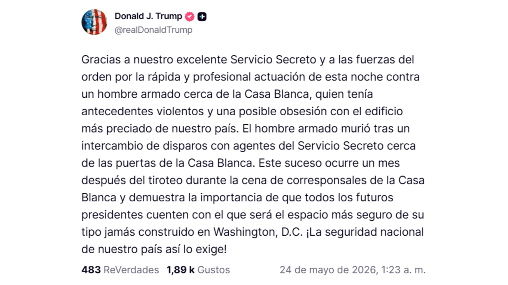 Trump afirma que el atacante tenía