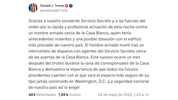 Trump afirma que el atacante tenía "antecedentes violentos y una posible obsesión" con la Casa Blanca (@realDonaldTrump)