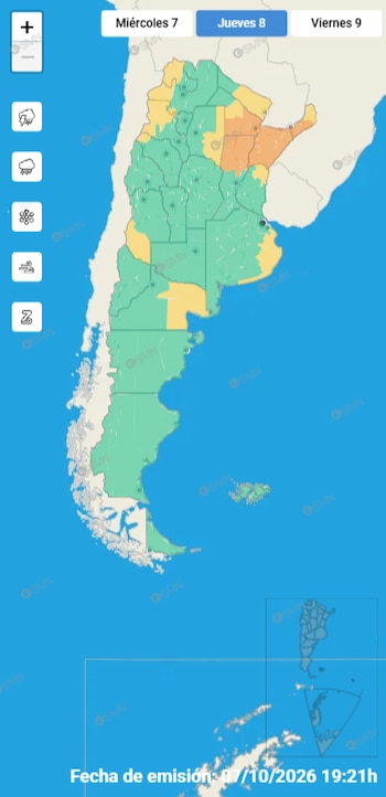 El SMN mantiene alertas naranja activas sobre varias provincias del norte del país