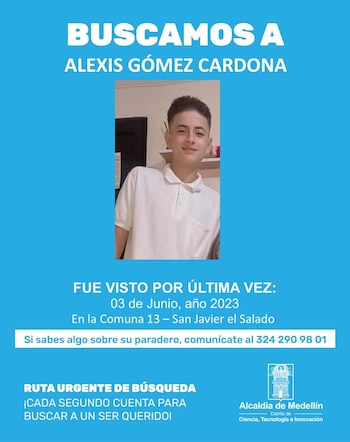 Joven desaparecido en la comuna