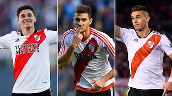Julián Álvarez, Lucas Alario y Rafael Santos Borré