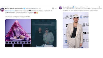 La presencia de Feid en la premiere de la película de Madonna en el Tribeca Festival alimentó los rumores sobre su participación en el álbum - crédito @DrownedMadonna @musictrendscol/ X