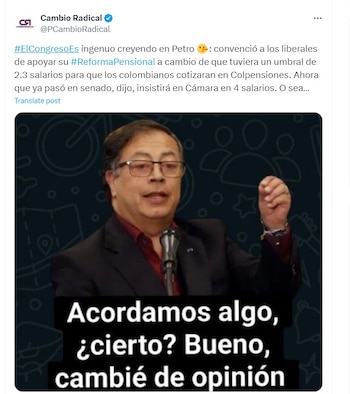 Cambio Radical dice que el