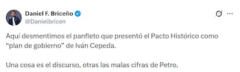 El concejal de Bogotá Daniel Briceño cuestionó la credibilidad del plan presidencial de Iván Cepeda - crédito @Danielbricen/X