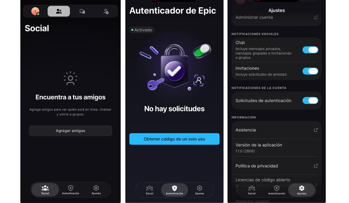 La app Epic Games permite crear una cuenta nueva o vincular una existente. (Epic Games)