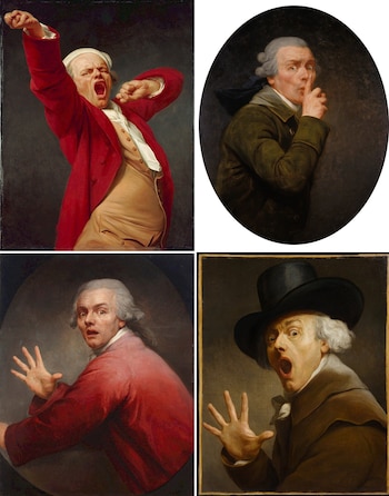 Arriba: "Autorretrato, bostezando" (1783 )