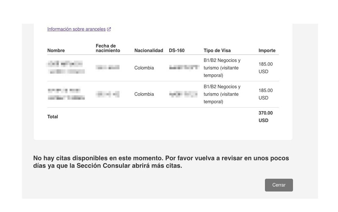 La embajada de Estados Unidos de Colombia aún no tiene agenda para tramitación de nuevas visas, según pudo conocer Infobae Colombia - crédito suministrada