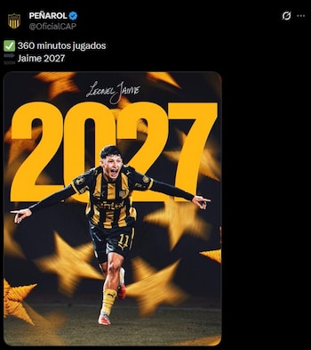 Peñarol confirmó que cumplió con los requisitos del préstamo y Leonel Jaime continuará hasta 2027 (@OficialCAP)