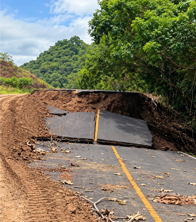 En Herrera, los deslizamientos de tierra y las afectaciones viales mantienen dificultades de acceso a varias comunidades de Las Minas y Los Pozos. Captura de video de la Estrella de Panamá