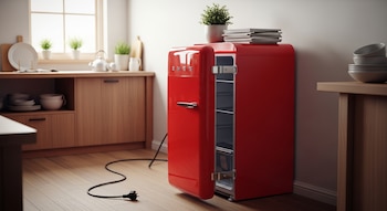 Un modelo de refrigerador retro similar a los retirados del mercado estadounidense a raíz de reportes de incendios y fallas eléctricas, según la Comisión de Seguridad de Productos del Consumidor de Estados Unidos (CPSC).