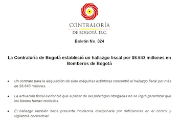 Una inhabilidad sobreviniente de 7M Group obligó a modificar la Unión Temporal Extintor 4X4 durante la ejecución del contrato - crédito Contraloría
