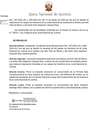 Resolución de la Junta Nacional