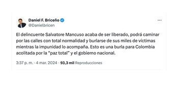 Daniel Briceño contra decisión a favor de Salvatore Mancuso