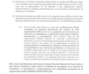 Presentan tacha contra la fórmula