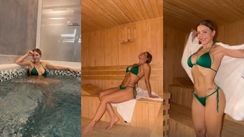 La impactante producción de fotos de Evangelina Anderson: tarde de spa, microbikini y relax
