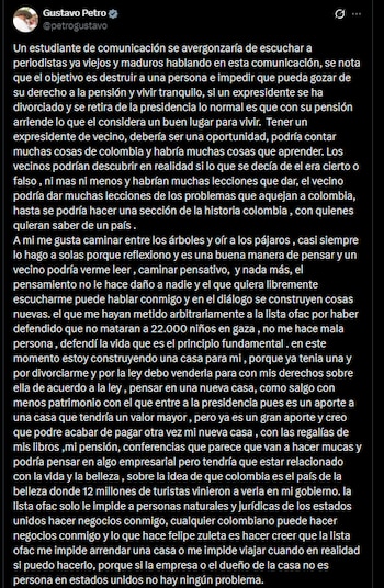 Gustavo Petro - crédito @petrogustavo/X
