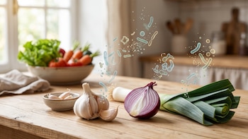 Ajo, cebolla y poro: qué compuestos aportan estos alimentos para alimentar la microbiota intestinal y favorecer la digestión