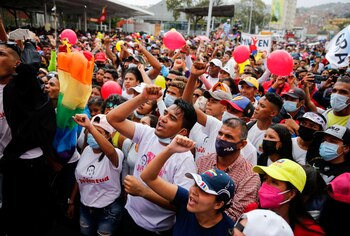 Simpatizantes de Guaidó durante la