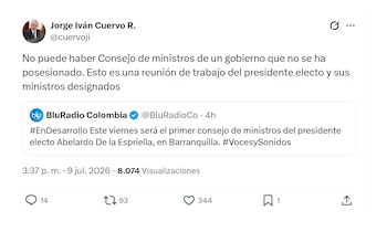 Jorge Iván Cuervo cuestionó que se le llame Consejo de Ministros a reunión convocada por De la Espriella