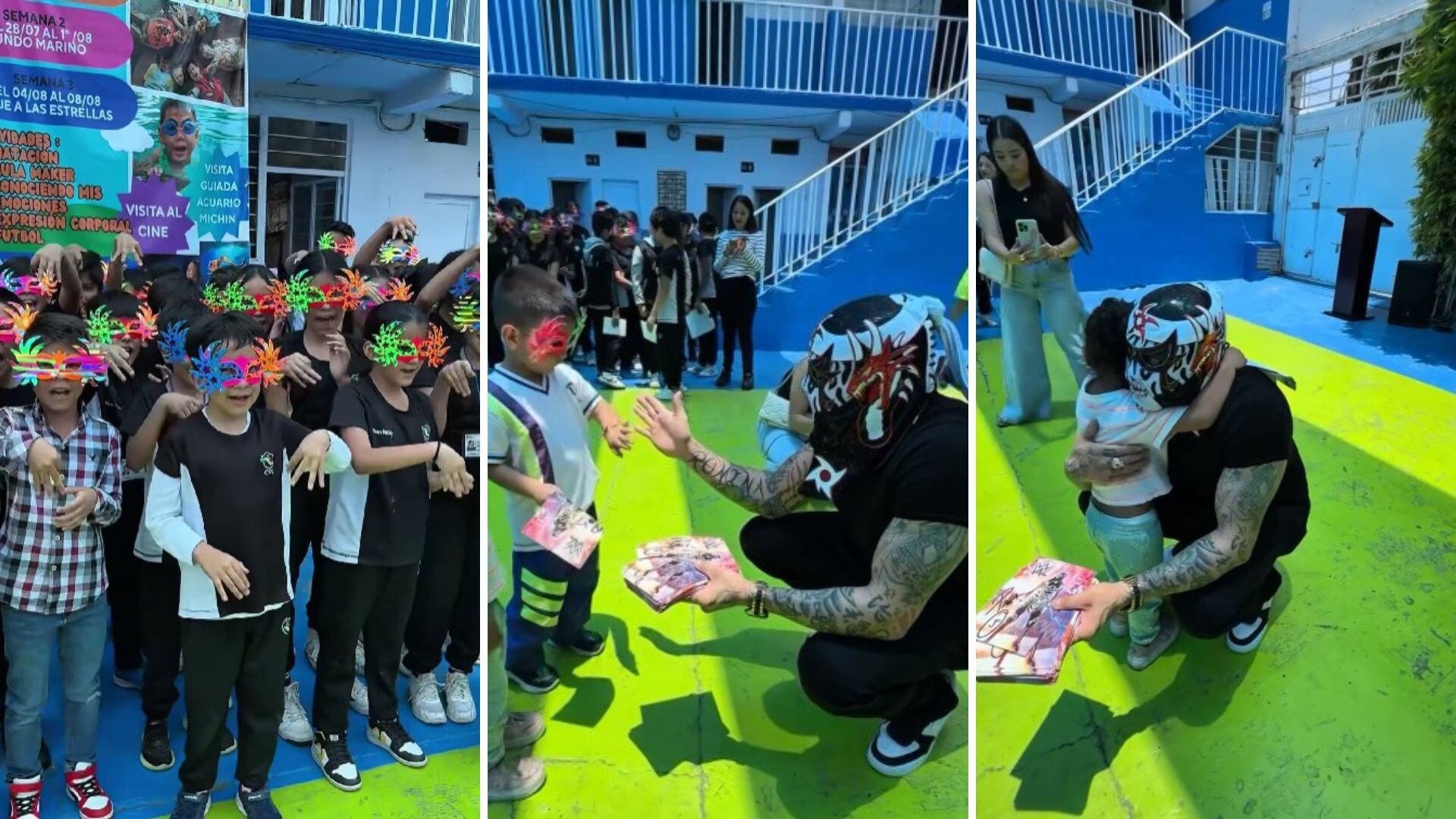 El luchador de WWE compartió un mensaje de lucha, disciplina y esperanza en su antigua escuela primaria; en agosto comenzará una gira de pláticas en planteles del municipio. (Instagram / penta_zero_miedo)