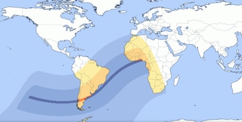 La fase anular del eclipse alcanzará una duración inusual de más de 7 minutos en la Patagonia y la costa atlántica argentina