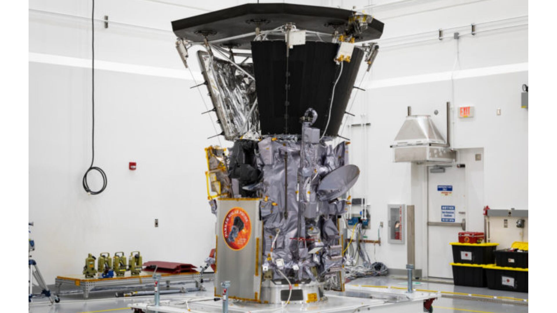 Sonda Solar Parker en el Laboratorio de Física Aplicada Johns Hopkins, antes de su lanzamiento (NASA)