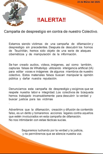 Comunicado del colectivo Guerreros Buscadores