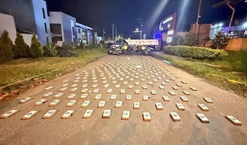 Este fue el total de sustancia incautada en el peaje Chinauta, en el municipio de Fusagasugá - crédito Jorge Emilio Rey / Facebook