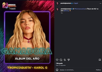 Tropicoqueta de Karol G se llevó la estatuilla.