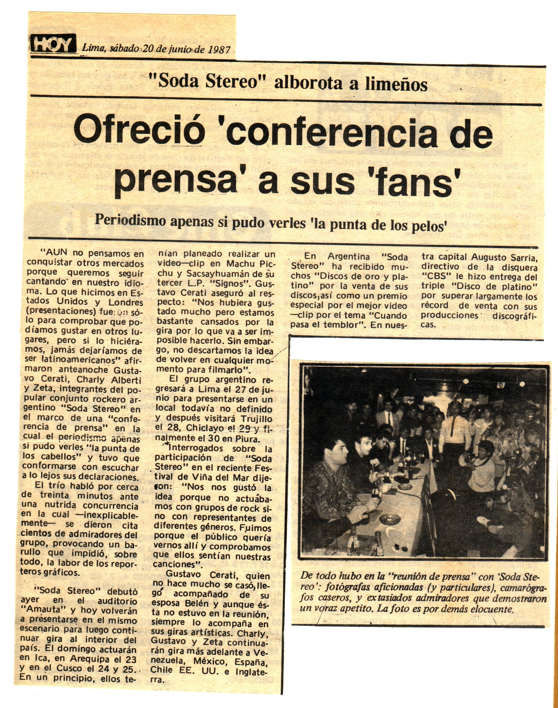 El capítulo sobre Lima reconstruye las horas previas al primer show de Soda Stereo en el Coliseo Amauta