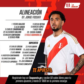 Alineación de Perú vs Argentina