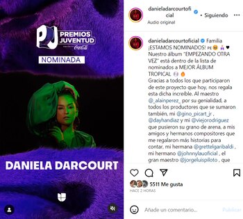 Daniela Darcourt nominada a los