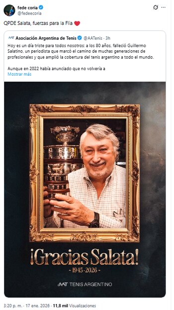 El saludo del tenista Federico