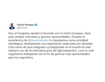 El tweet de Fulvio Pumpeo
