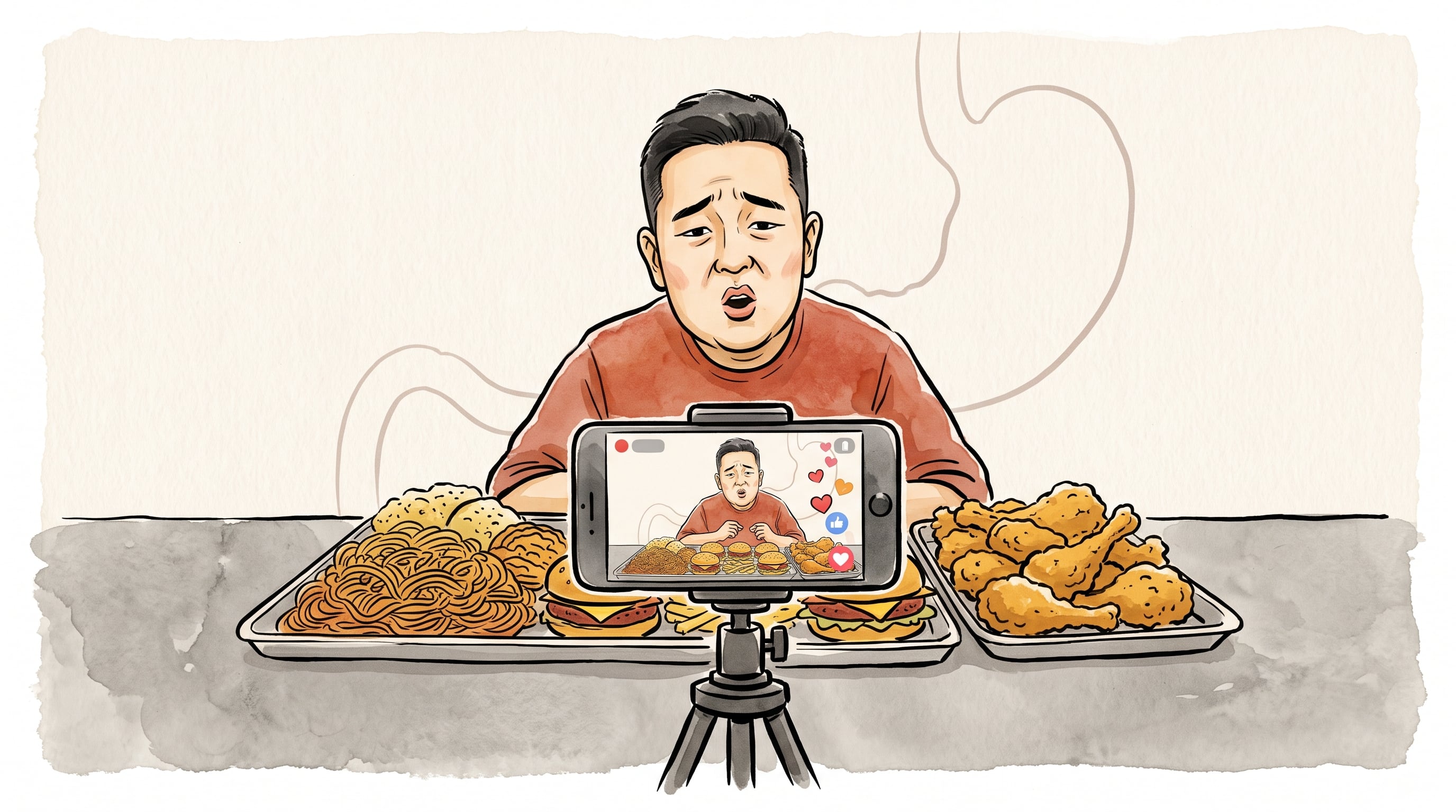 El mukbang nació en Corea del Sur y convirtió la ingesta de grandes cantidades de comida en un espectáculo de plataformas de video (Imagen Ilustrativa Infobae)