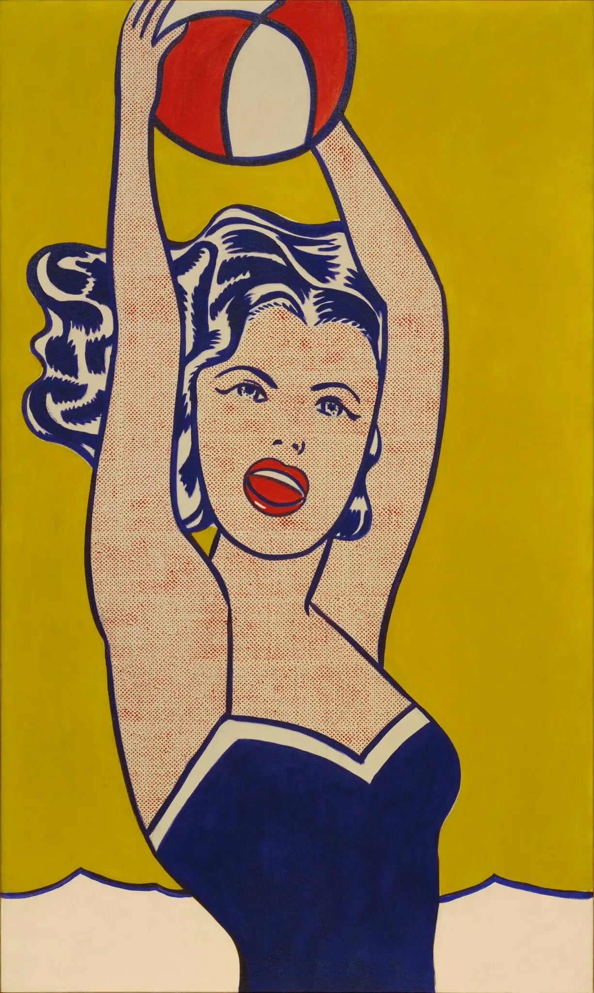 Lichtenstein, “Girl With Ball”, 1961 (Crédito: Sucesión de Roy Lichtenstein; Museo de Arte Moderno/con licencia de SCALA/Art Resource, NY; a través del Museo Whitney de Arte Estadounidense, Nueva York)
